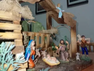 Presepio handmade:capanna, personaggi,decorazioni