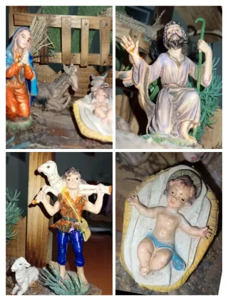 Presepio handmade:capanna, personaggi,decorazioni