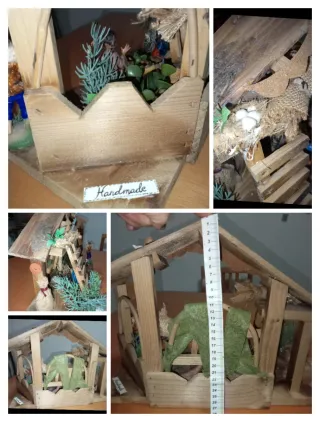 Presepio handmade:capanna, personaggi,decorazioni