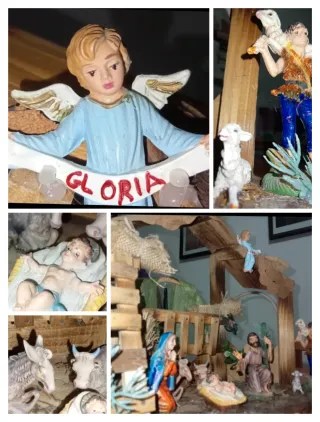 Presepio handmade:capanna, personaggi,decorazioni