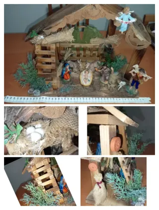 Presepio handmade:capanna, personaggi,decorazioni
