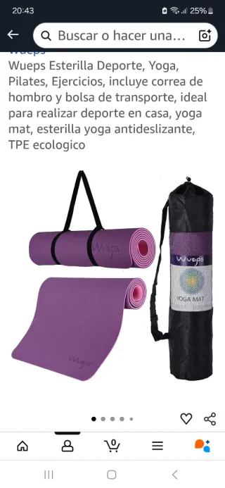 Esterilla Yoga Wueps Morada + Correa y Bolsa