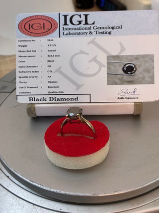 Anillo Oro 18k Diamante Negro 1.71 Ct IGL