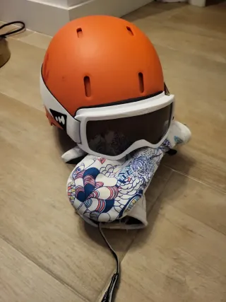 Casco de esquí infantil naranja 53-56 cm Con gafas