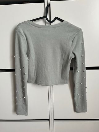 Chaqueta crop Zara perlas verde Talla S