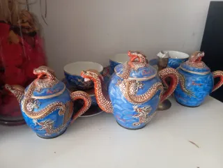 Juego café porcelana China dragón