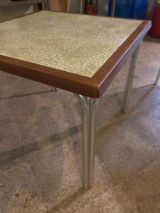 Mesa Terraza Mosaico Piedra y Madera