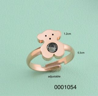 Anillo Oso Rosado Ajustable Acero Inoxidable