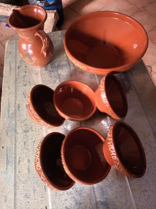 Juego de gazpacho de terracota