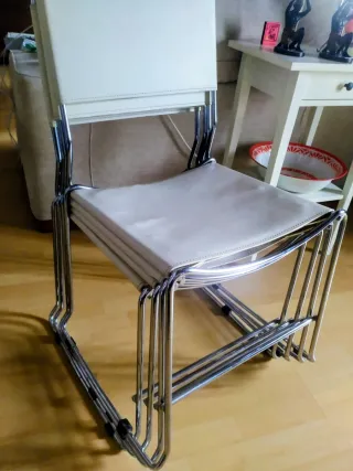 Conjunto de 4 sillas acero inox piel