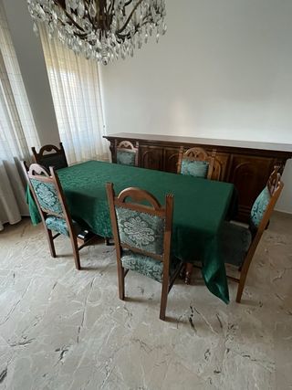 Set 6 sedie in legno e tessuto