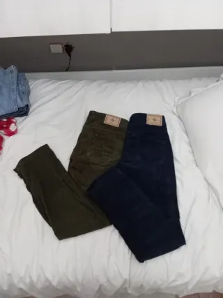 Pack Pantalones de Pana verde pistacho y azul real