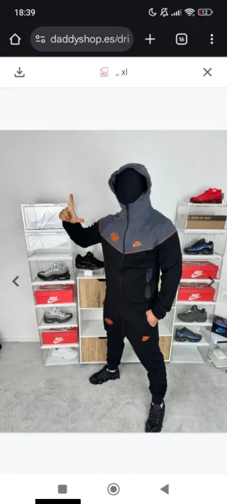 Conjunto Nike Tech Gris y Negro Talla XL