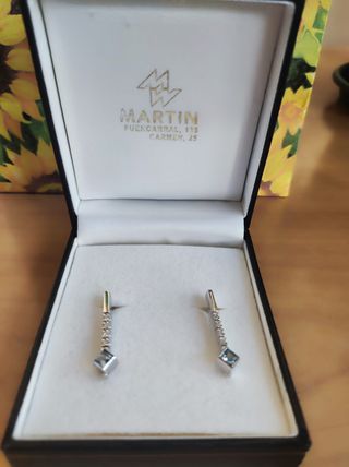 Pendientes Plata 3cm con Piedra Azul