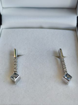 Pendientes Plata 3cm con Piedra Azul