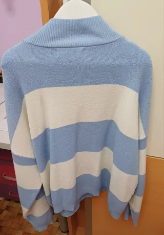 Jersey cremallera azul y blanco