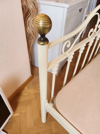 Cama forja rústica beige 105x90