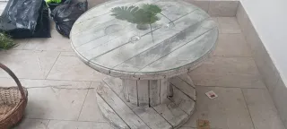 Mesa redonda madera y cristal