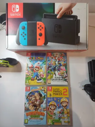 Nintendo Switch+4 Joy-Con sin drift+128 GB+4 juego