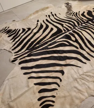 Tappeto pelle zebra beige/nero