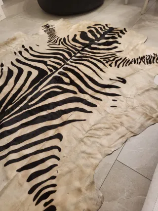 Tappeto pelle zebra beige/nero