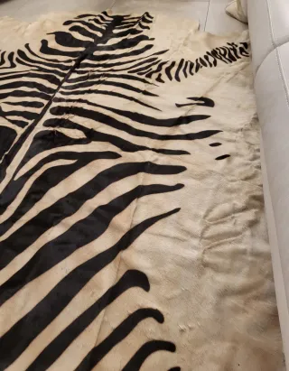Tappeto pelle zebra beige/nero