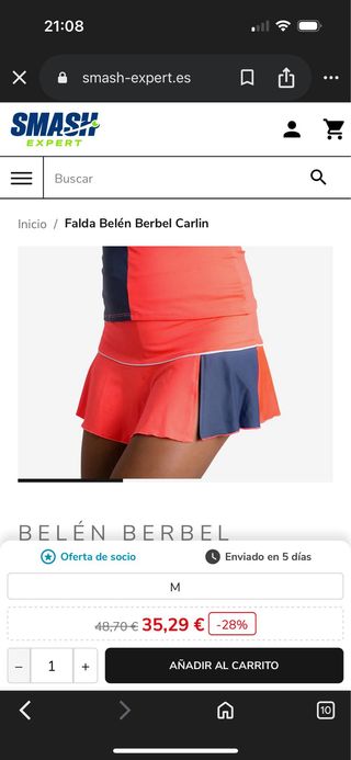 Falda Padel/Tenis Naranja y Gris