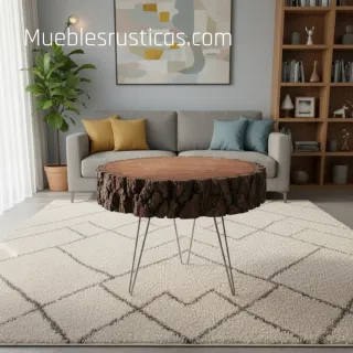 Mesa auxiliar madera de pino y metal