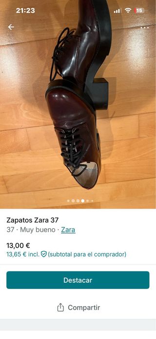 Zapatos Zara Granates Talla 37