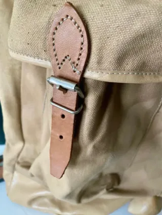 Mochila Vintage Lona y Cuero