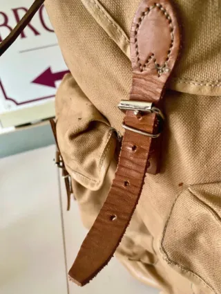 Mochila Vintage Lona y Cuero