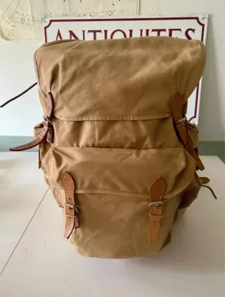 Mochila Vintage Lona y Cuero