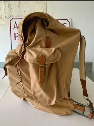 Mochila Vintage Lona y Cuero