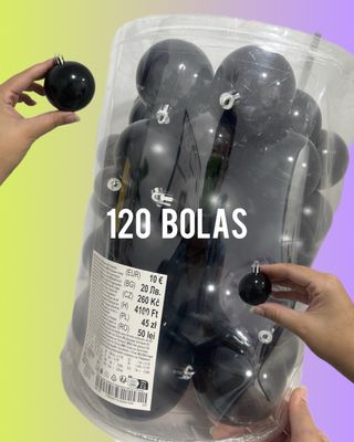 120 Bolas Negras Decoración Navideña