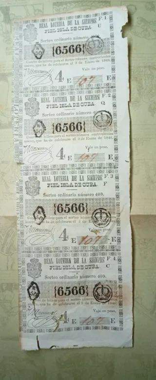 1846 Lotería Real de Cuba