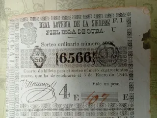 1846 Lotería Real de Cuba