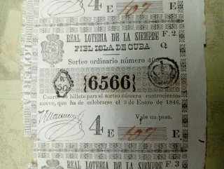 1846 Lotería Real de Cuba