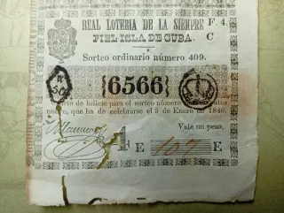 1846 Lotería Real de Cuba