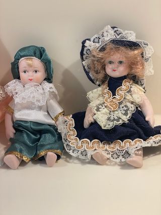 Set 3piccole bambole porcellana vintage