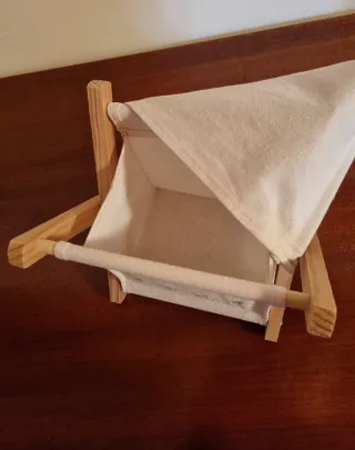 Portaoggetti in legno e tela