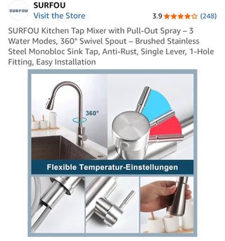 Grifo Cocina SURFOU con Manguera Extraíble