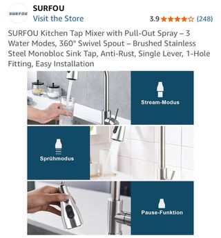 Grifo Cocina SURFOU con Manguera Extraíble