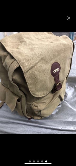 2 Mochilas Catai Lona Beige y Verde Militar