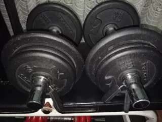 Set pesas salter barra y mancuernas