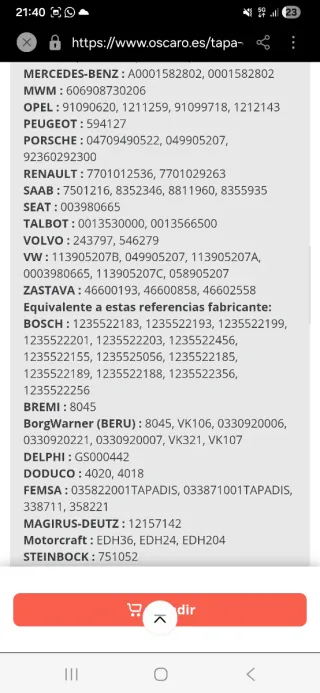 Tapa Distribuidor Bosch 1 235 522 056