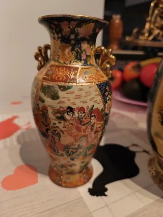 Lote 2 jarrones Satsuma chinos porcelana