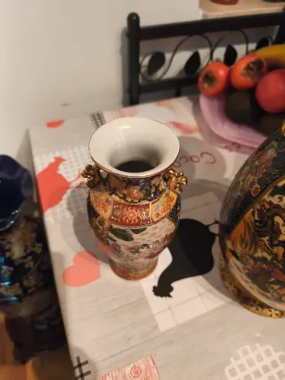 Lote 2 jarrones Satsuma chinos porcelana