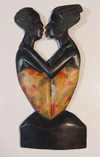 Scultura in Legno di Ebano - Coppia Abbracciata