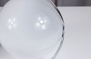 Lampadario Space Age italiano acciaio e vetro