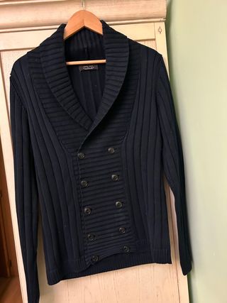 Chaqueta Zara Negra Punto Botones Talla M